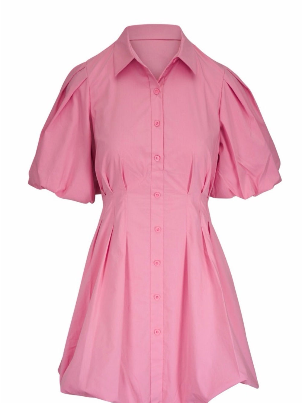 Jonathan Simkhai Women's Pink Puff Sleeve Shirt Dress